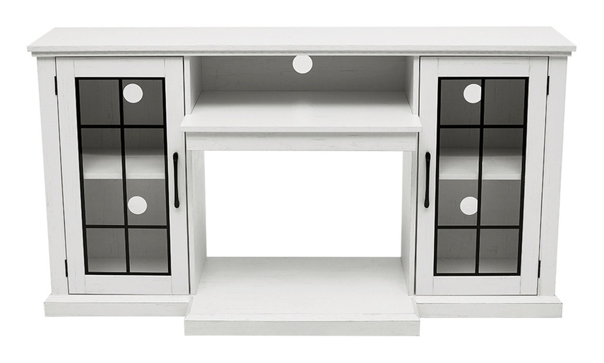 Image 3: Electric Fireplace TV Stand with Adjustable Temperature Settings