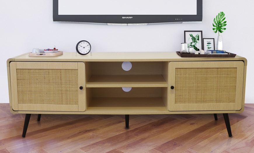 Image 1: Rattan-Effect TV Unit