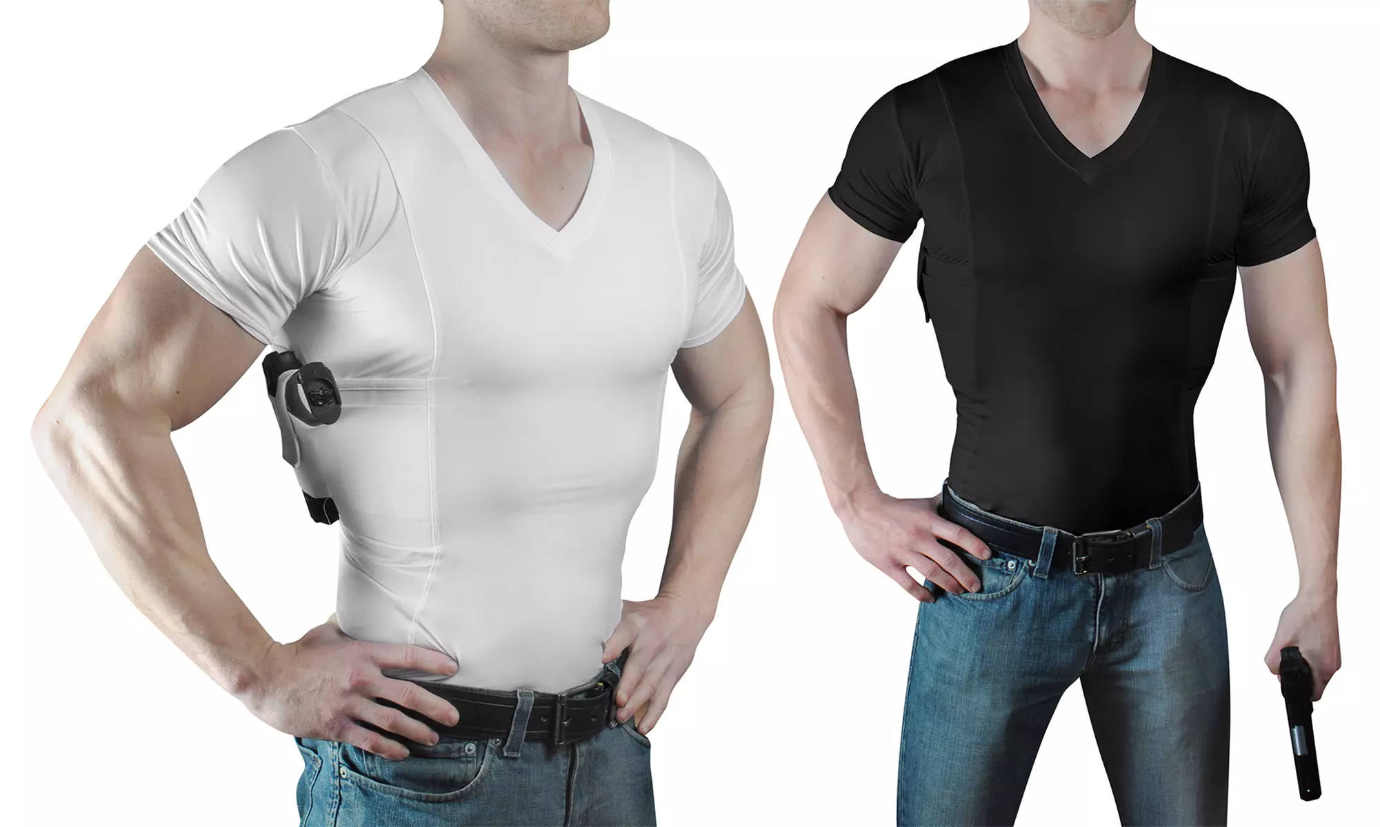 Concealment Clothes Men’s V-Neck or Crew-Neck Concealed Carry Holster Undershirt - Primary Image