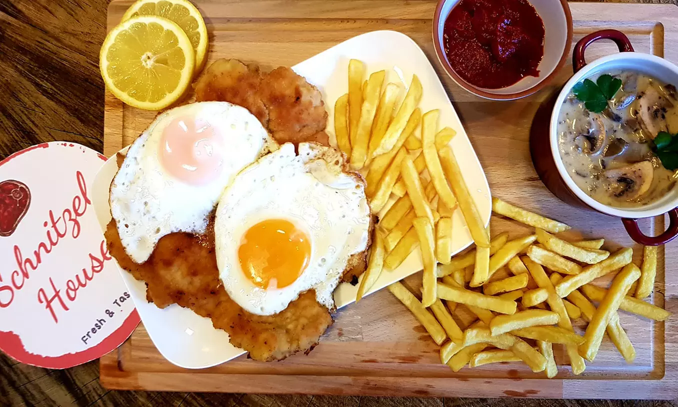 Schnitzelmenu naar keuze voor 1, 2 of 4 personen