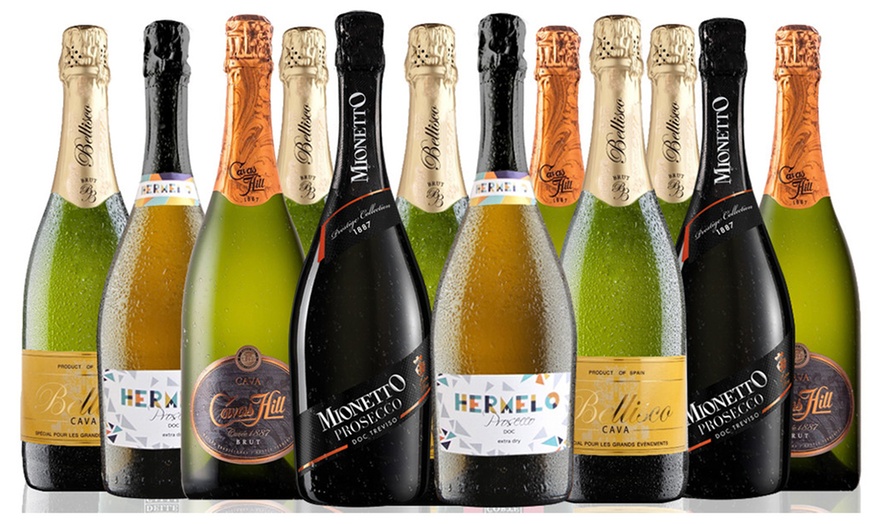 Image 1: 12-Pc Prosecco and Cava Selection