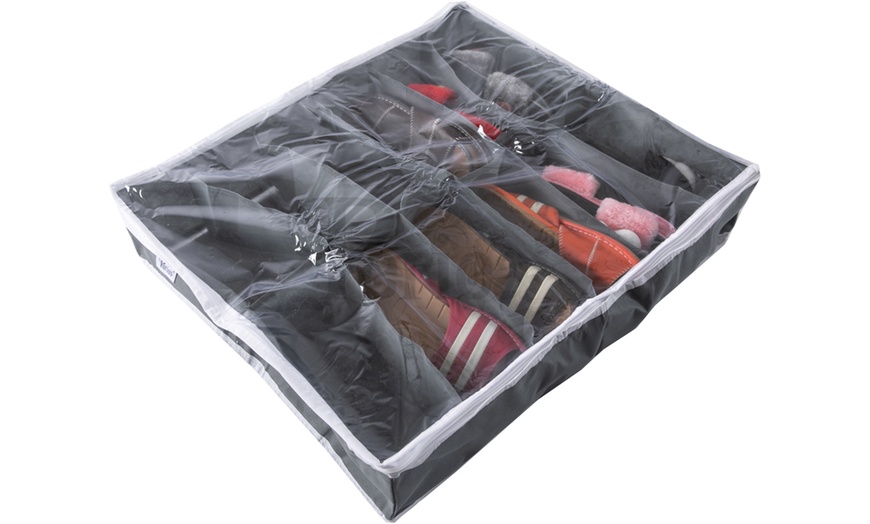 Image 9: 12-Slot Fabric Shoe Organiser