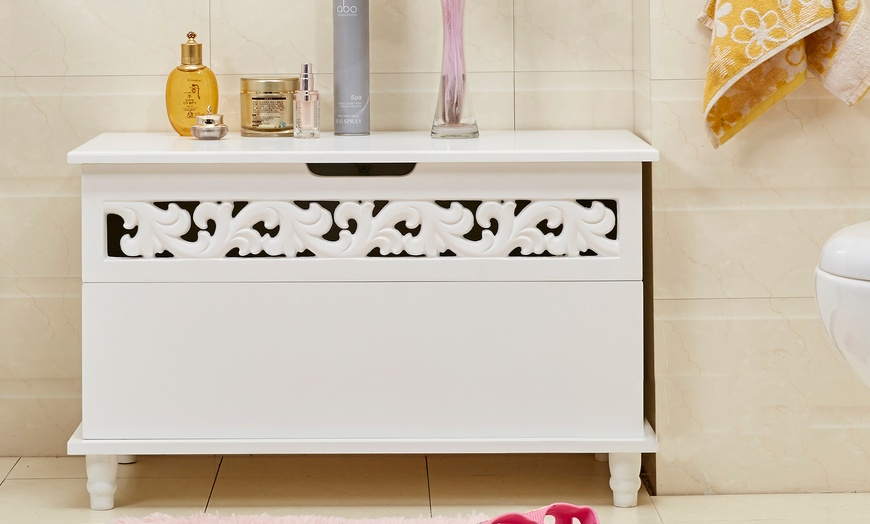 Image 3: White Wooden Storage Chest