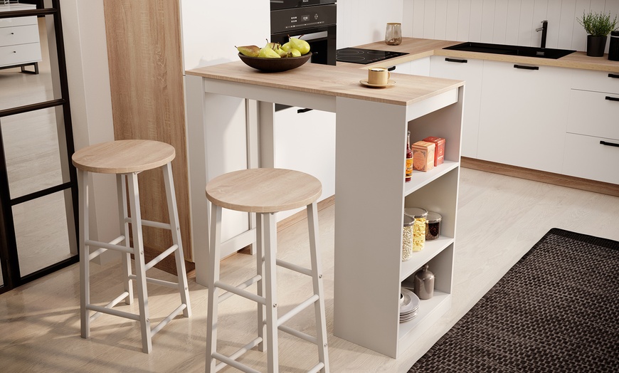 Image 19: Table haute Kyra de 110 cm avec ou sans tabouret