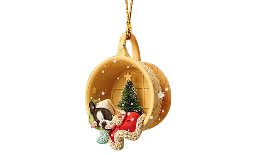 Image 9: Christmas Puppy Sleeping Hanging Ornament