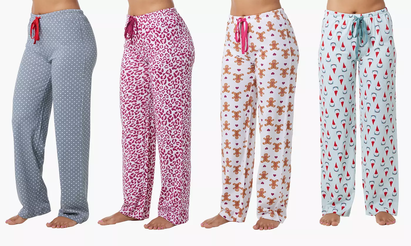 Women's 100% Cotton-Knit Pajama Pants (4-Pack) (Size XL) - Primary Image