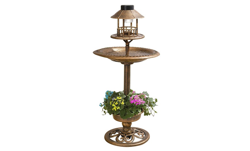 Image 3: Bird Bath Feeder and Solar Light