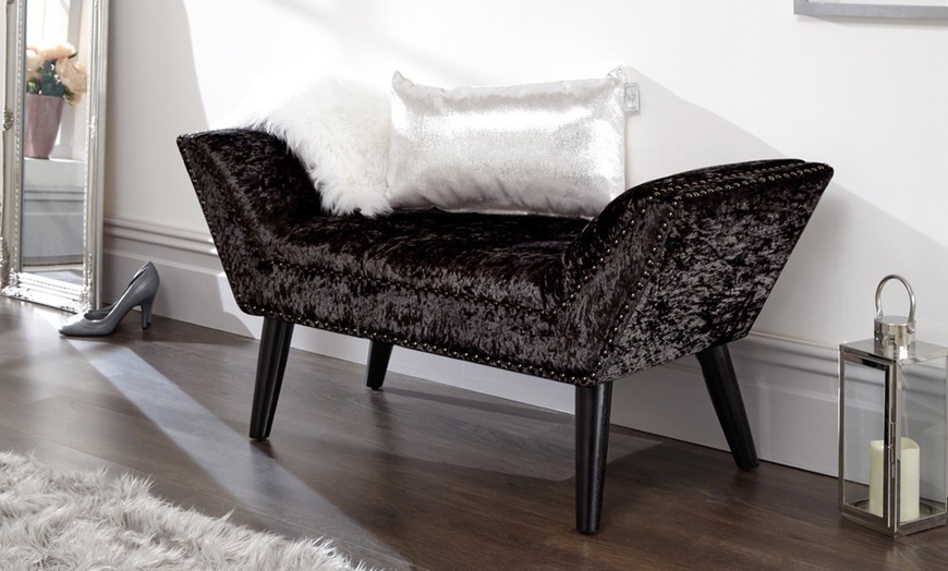 Image 5: Velvet Bedroom Bench