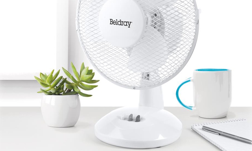 Image 1: Beldray Nine-Inch Oscillating Desk Fan