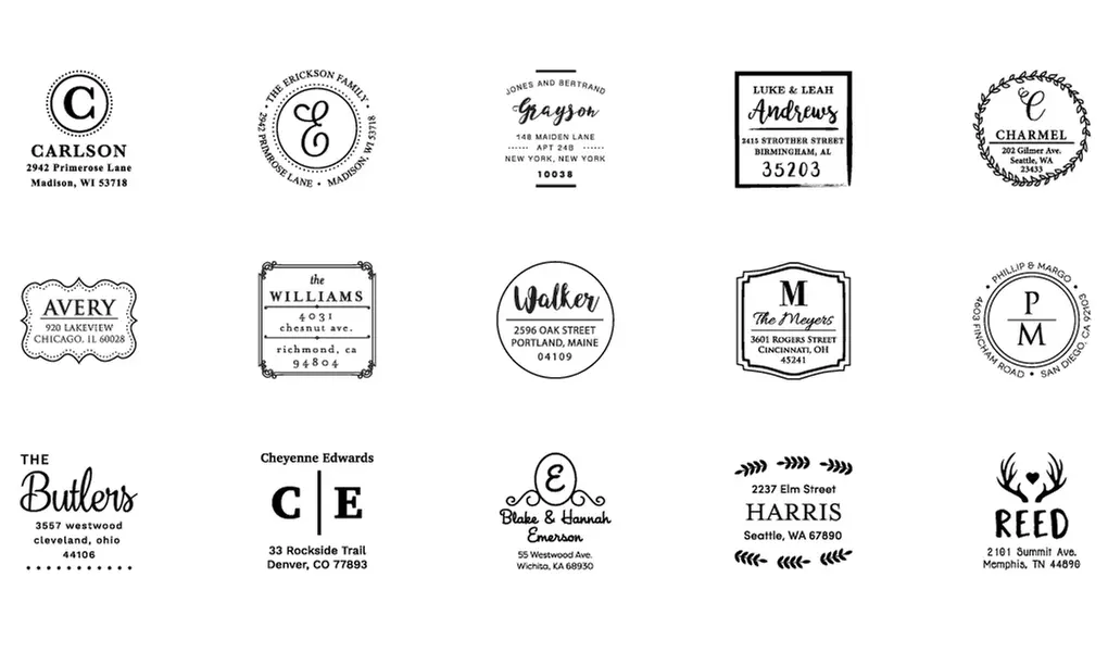 Mason Row Custom Stamp with 1 or 2 Optional Custom Design Plates - Second Medium