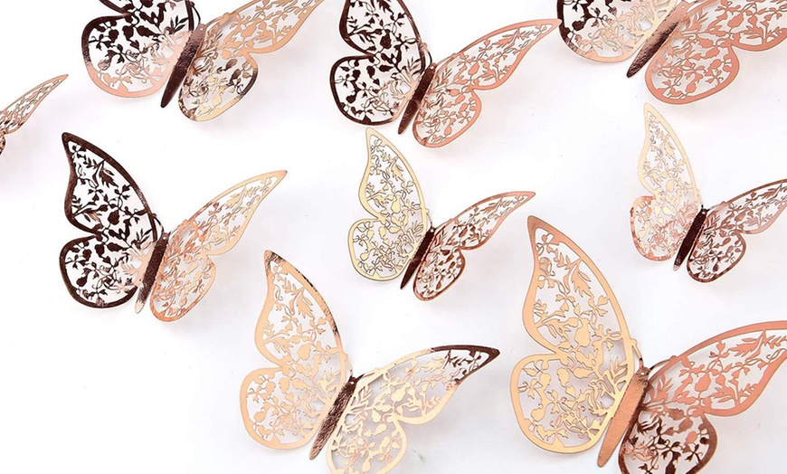 Image 7: 12, 36 or 60 Rose Gold Butterfly Wall Stickers