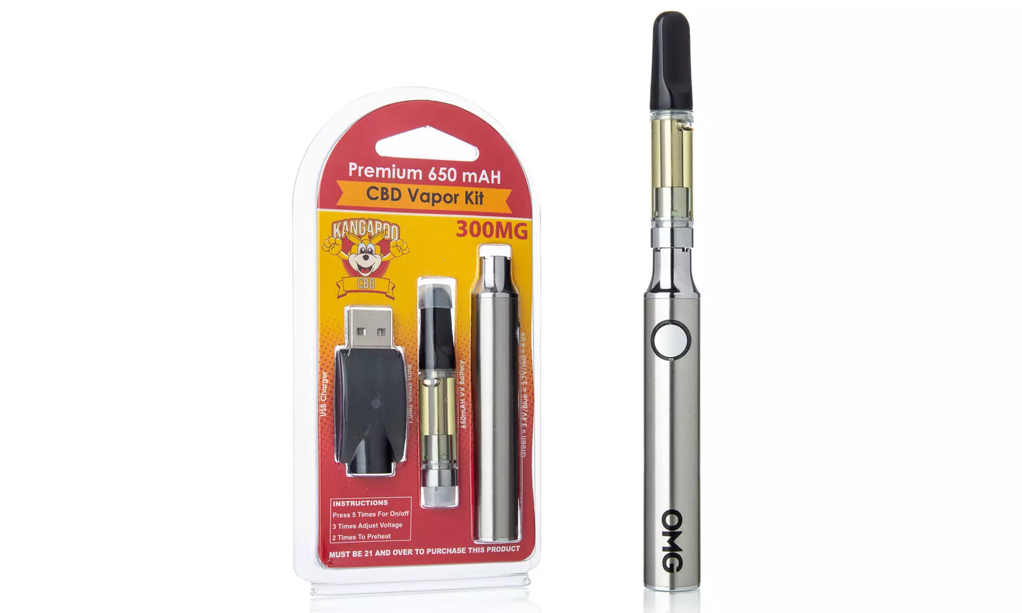 Premium 3-in-1 Vape Starter Kit with 300Mg Prefilled CBD Cartridge from Kangaroo CBD - Second Medium