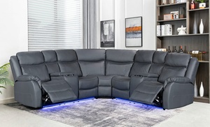 Leather Corner Sofa with Recliner