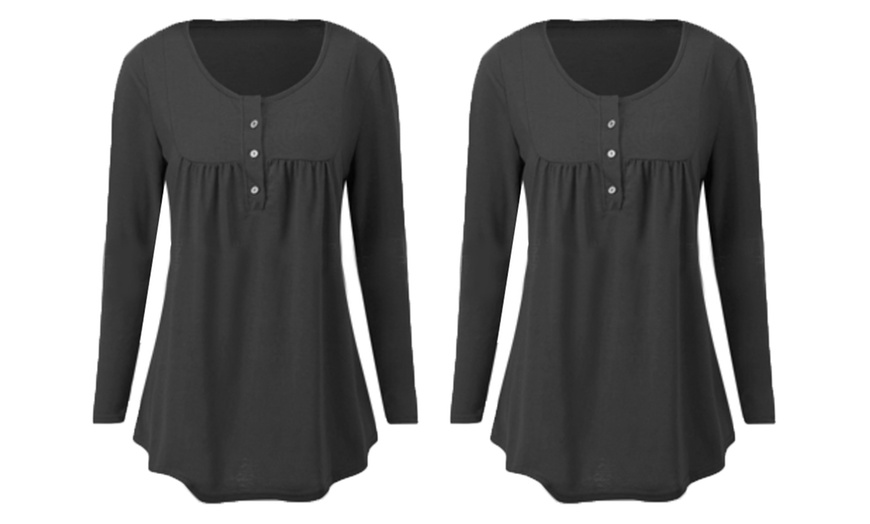 Image 9: Women's Long Sleeve Button Placket Top