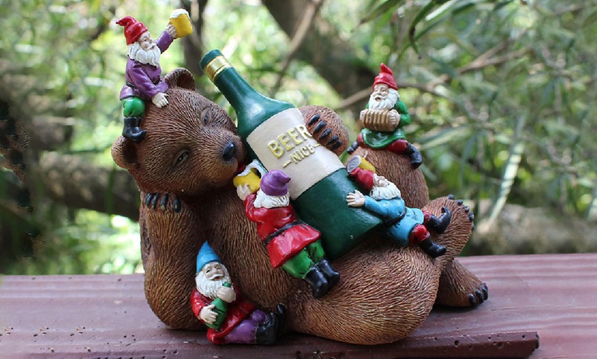 Image 2: Outdoor Garden Gnomes Drunk Bear