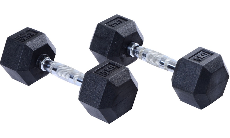 Image 54: Rubber Hexagonal Dumbbells