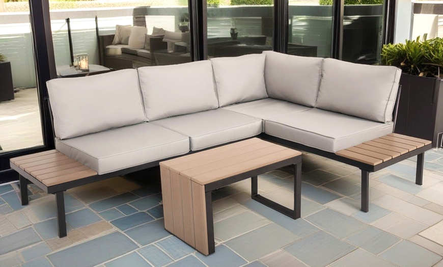 Image 2: Sienna Three Way Interchanging Grey Garden Furniture Set