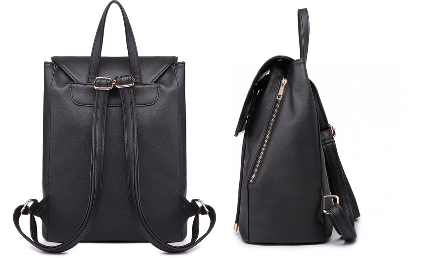 Image 4: Miss Lulu Faux Leather Fashion Backpack