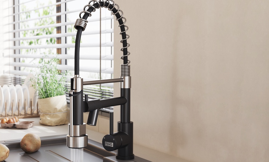 Image 2: Stainless Steel Kitchen Faucet with Pull Down Spring Spout