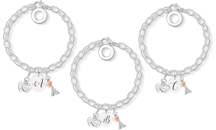 Image 1: Initial Charm Bracelet Made with Crystals from Swarovski®