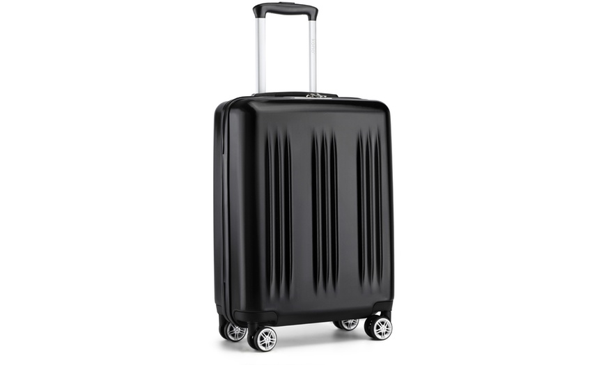 Image 9: Five-Piece Striped Expandable ABS+PC 20", 24'' and 28'' Suitcase 