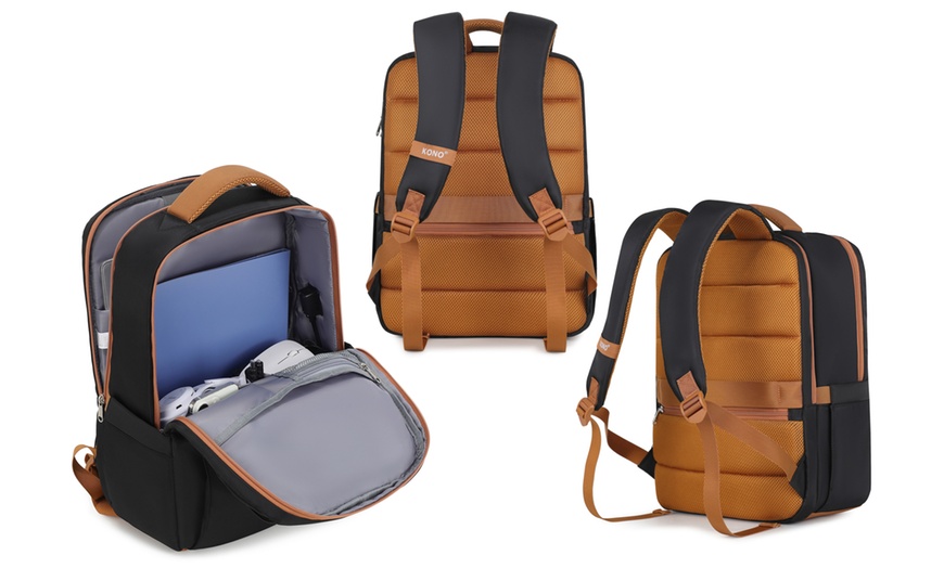 Image 10: Water-Resistant Laptop Backpack With USB Charging