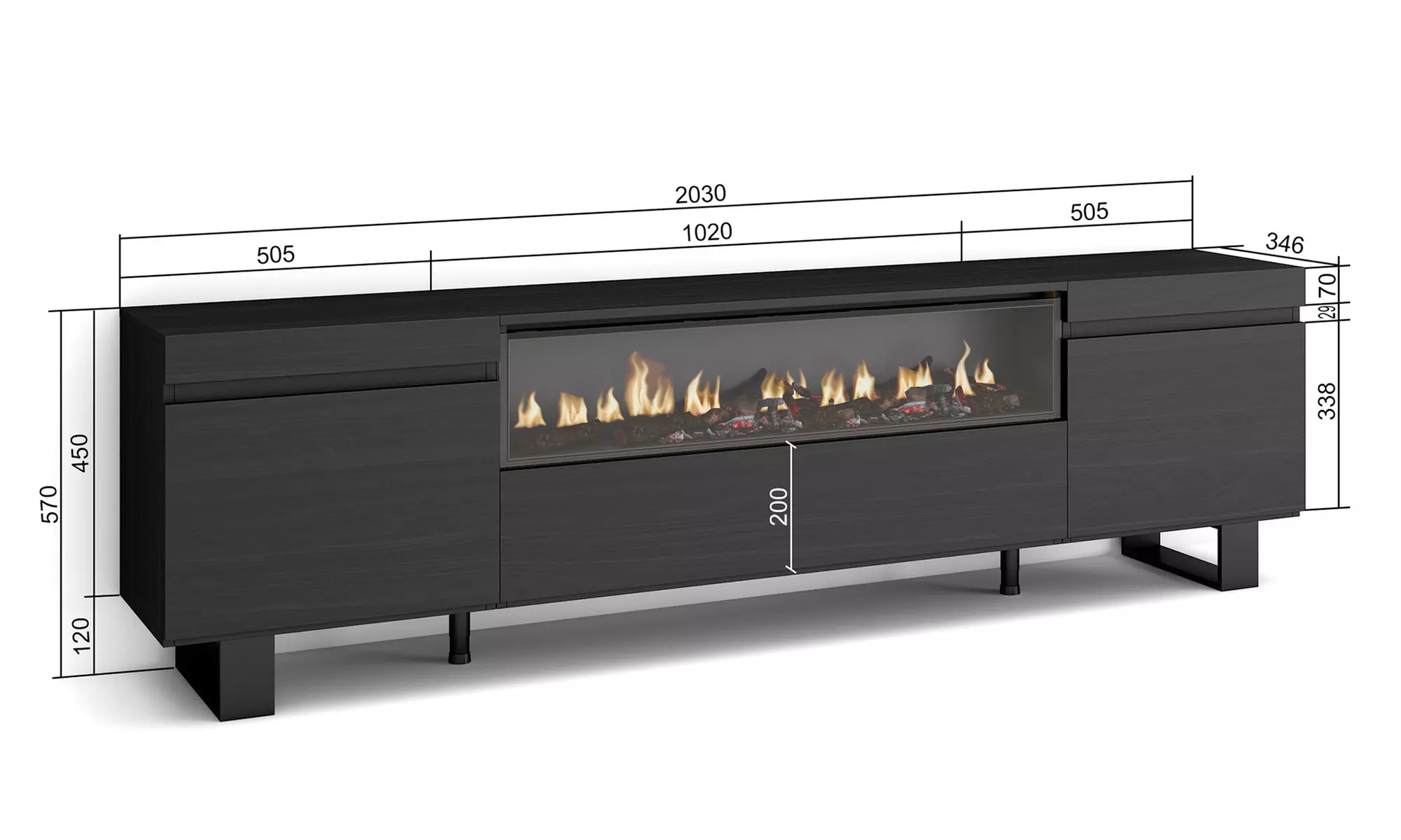 TV-Schrank mit/ohne LED-Elektrokamin