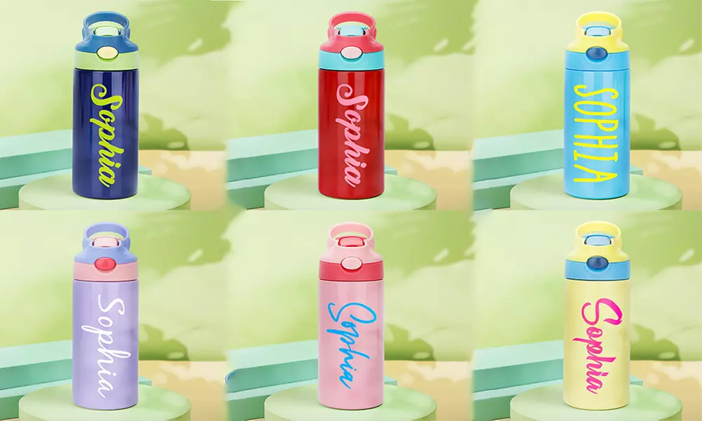 Personalisierbare Flasche oder Trinkbecher mit Text