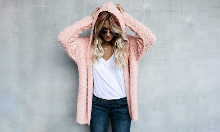 Image 5: Women's Fluffy Hooded Cardigan