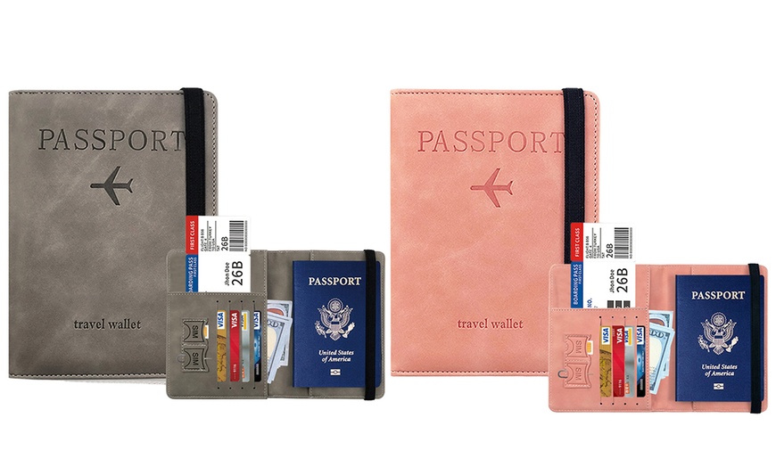 Image 13: One or Two RFID Blocking Passport Holder and Travel Wallets