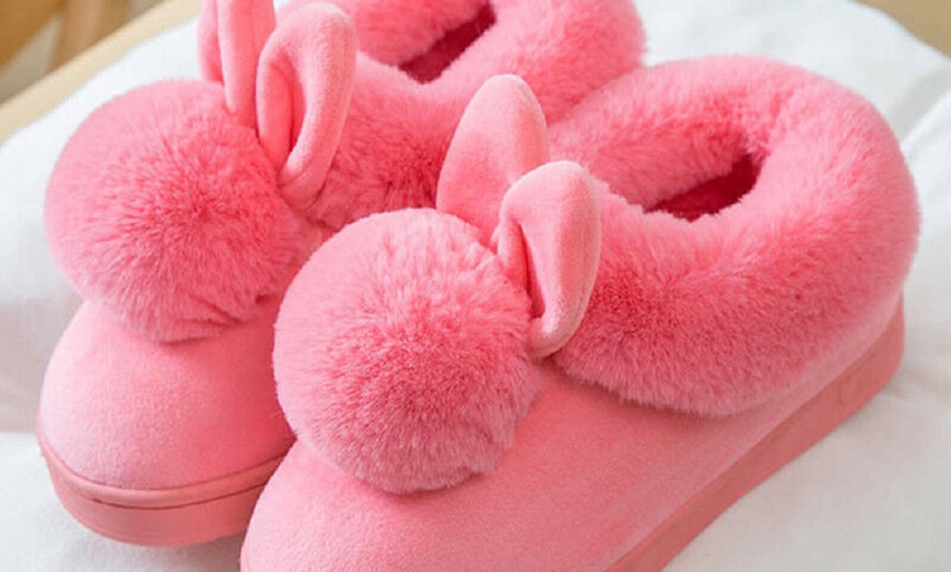 Image 6: Fluffy Rabbit Slippers