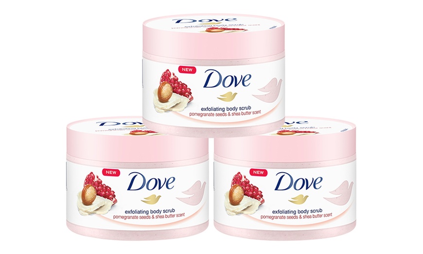 Image 1: Three- or Six-Pack of Dove Butter Body Scrub 225ml