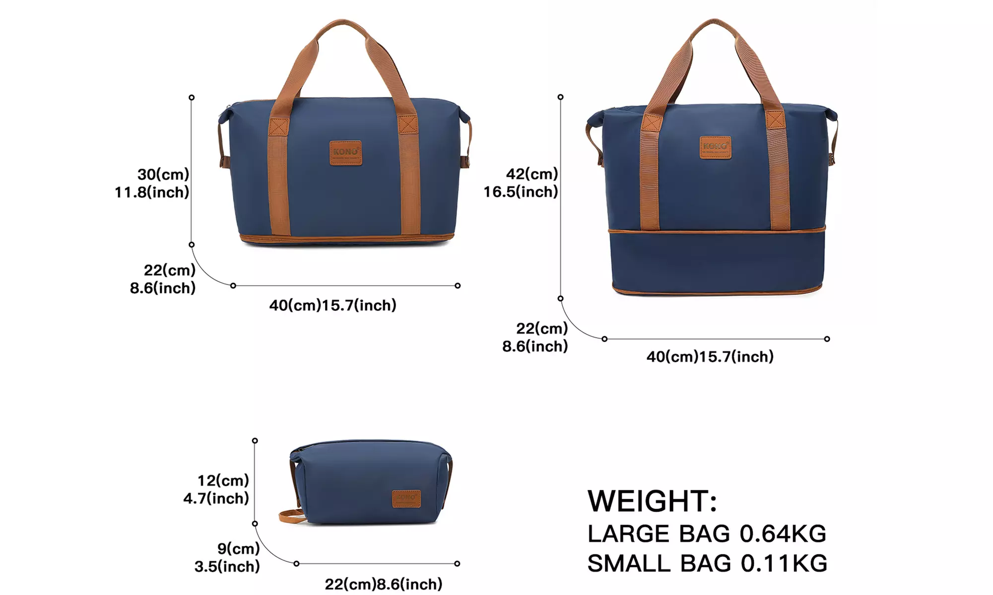 KONO Reisetasche und Kulturbeutel