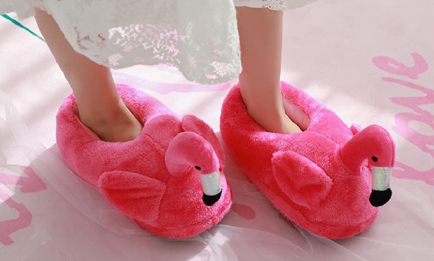 Image 12: Flamingo Plush Slippers