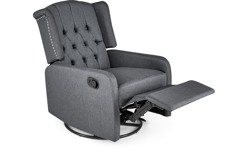 Image 13: Manual Swivel Fabric Recliner Chair