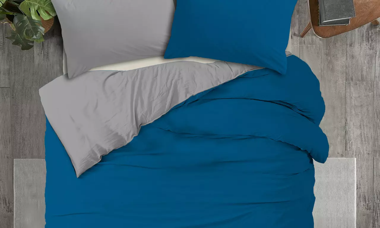 Copripiumini in microfibra Made in Italy, bicolore