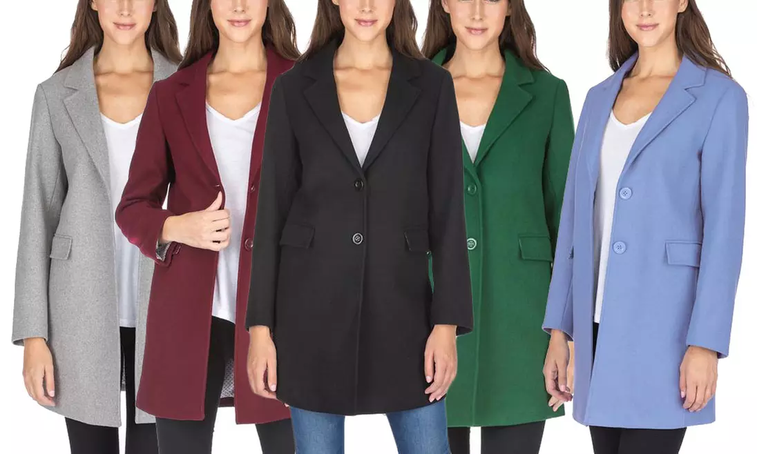 Haute Edition Women's Wool Blend Single Breasted Coats. Plus Sizes Available. - Primary Image
