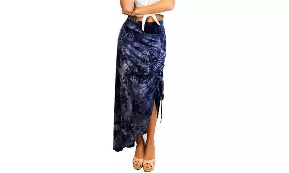 Side-Slit Maxi Skirt with Adjustable Side Strings - Second Medium
