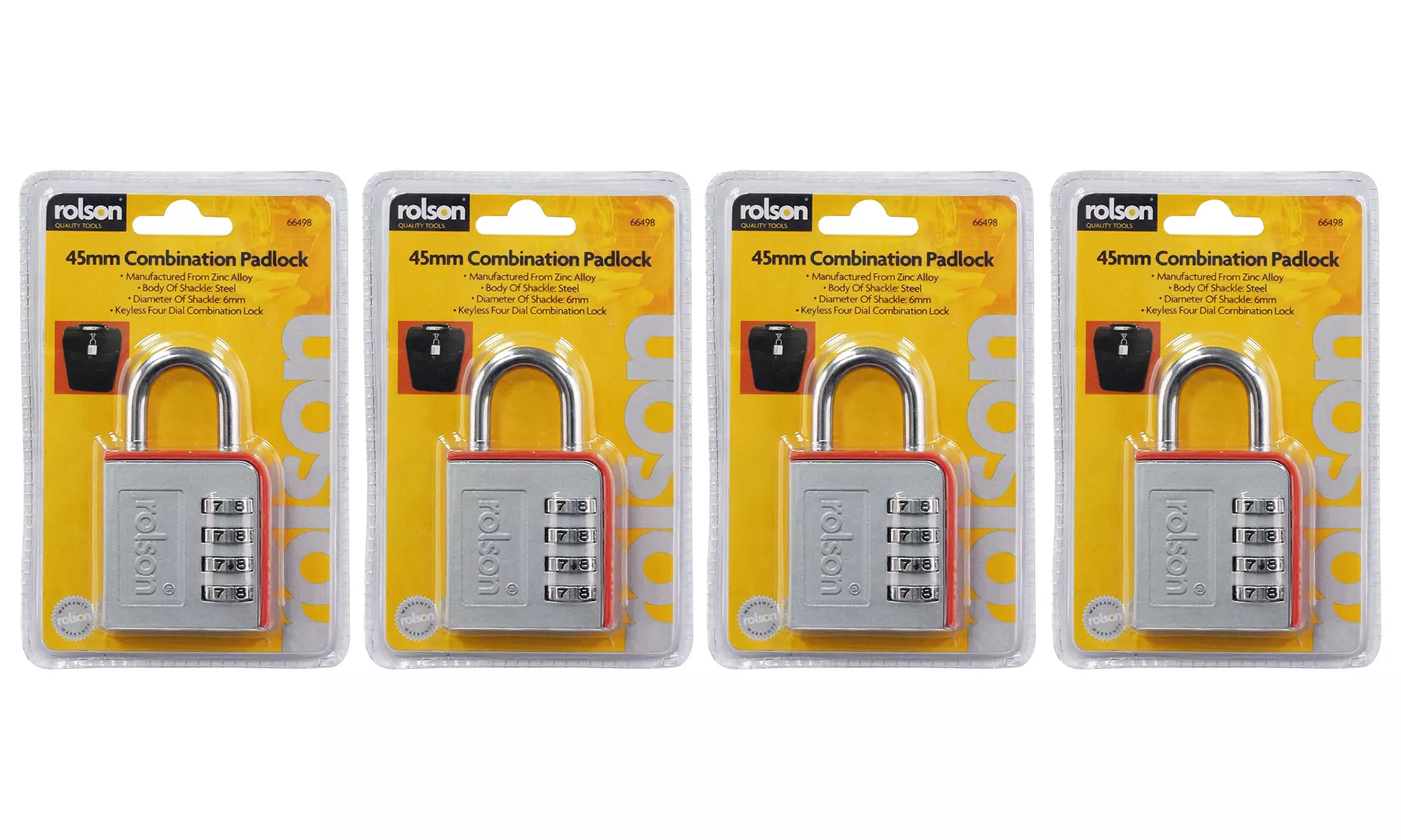 Two or Four 45mm Rolson Combination Padlocks - Second Medium