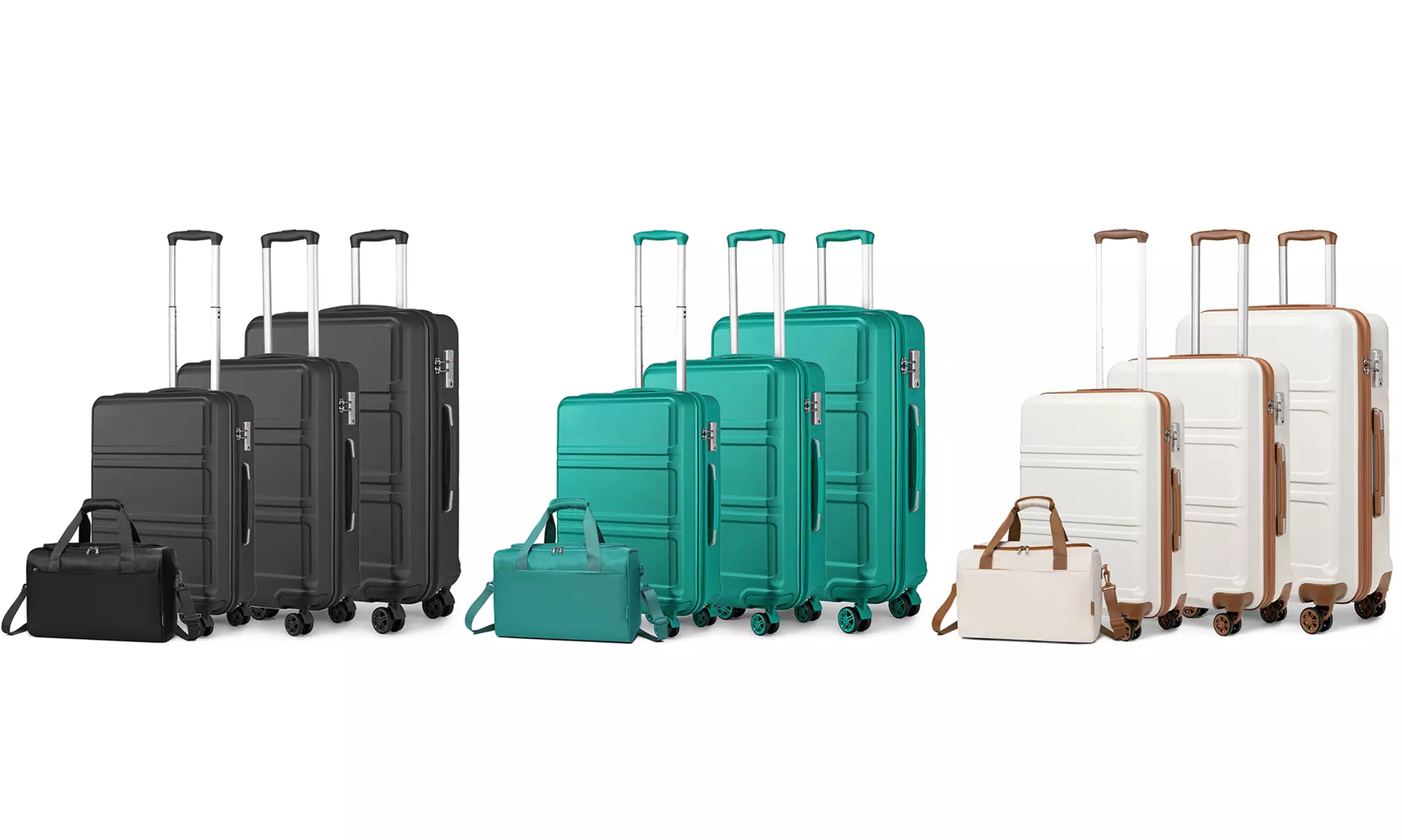 1x oder 3x Hartschalen-ABS-Reisekoffer + Reisetasche