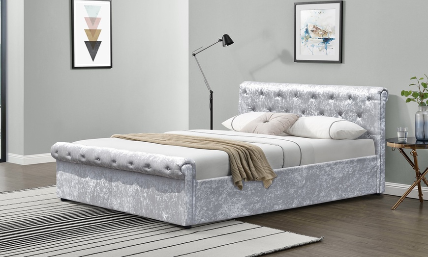 Image 2: Celeste Sleigh Bed Frame with Optional Mattress