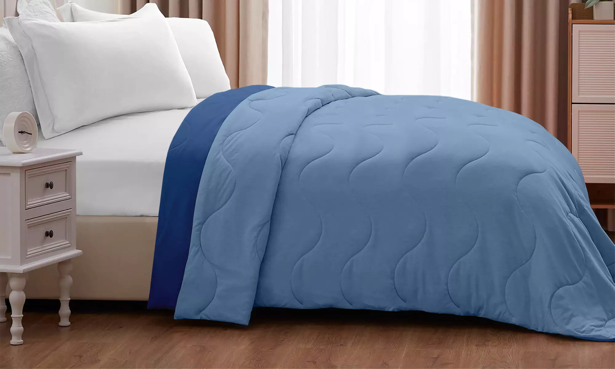 Coperta trapuntata double face con design reversibile