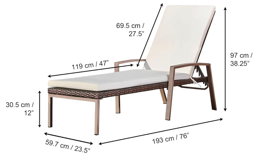 Image 3: Set of Two Patio Chaise Lounger with Arm