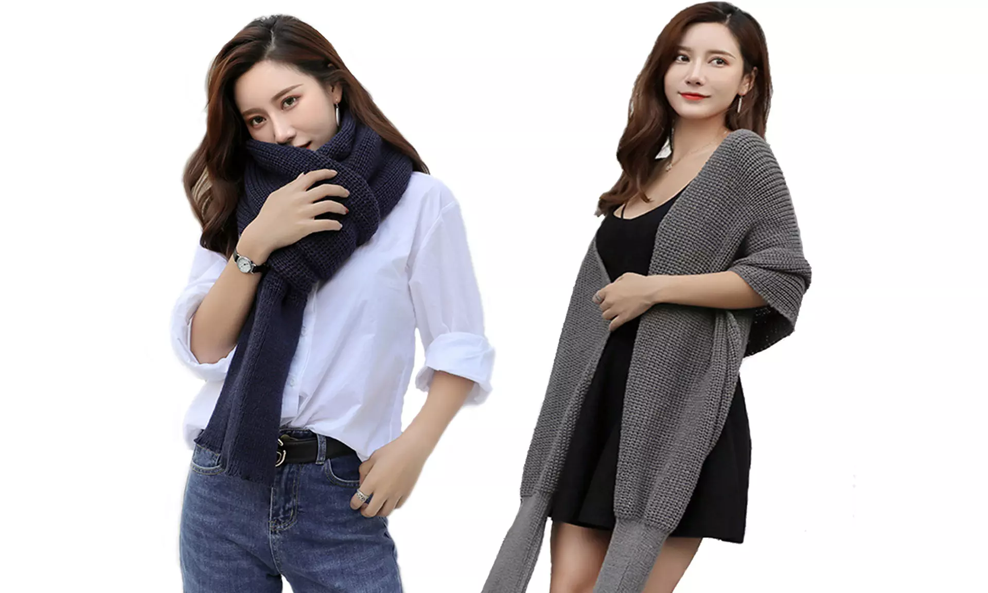 1x oder 2x Schal mit integrierten Ärmeln