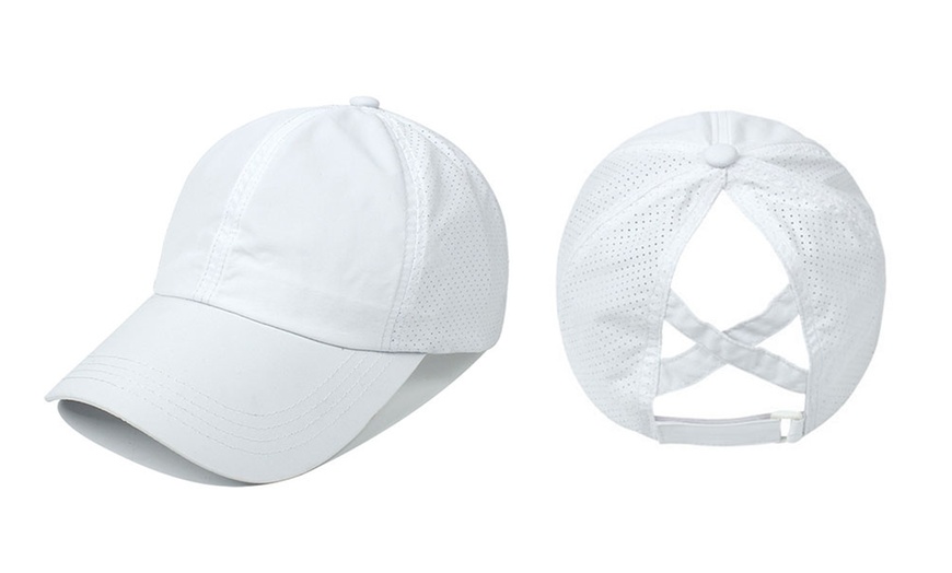 Image 15: Women's Criss-Cross Ponytail Baseball Cap