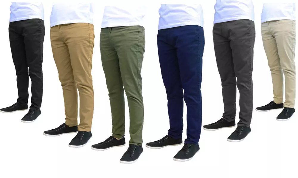 Galaxy by Harvic Men's Slim Fit Cotton Stretch Chinos - Primary Image