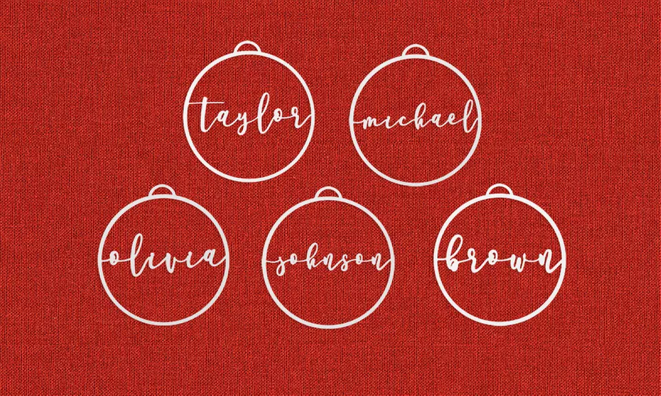 Minimalist Custom Name Ornaments in 4, 6 or 9-Inch Size