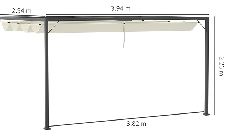 Image 13: Outsunny Outdoor Pergola Retractable Canopy