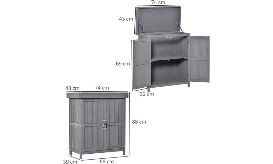 Image 12: Outsunny Wooden Double Door Shed