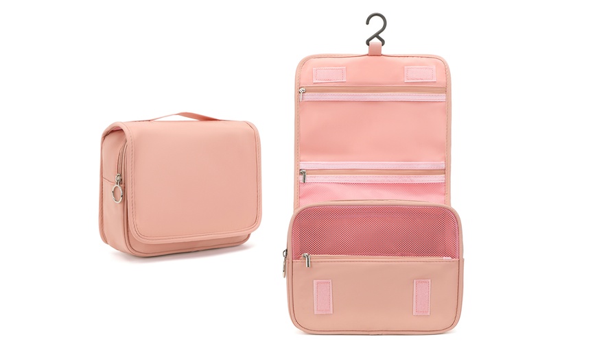 Image 10: Hanging Multi-Pocket Water-Resistant Travel Makeup Bag